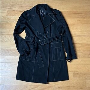 INC International Concepts Women's Elegant Black Trench Coat
